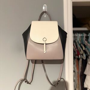 KATE SPADE ADEL MEDIUM FLAP BACKPACK — Three-Tone Leather- Cream,Taupe,Black